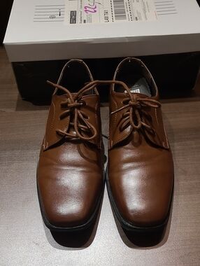 Men's Tan Leather Derby Shoes - Classic Lace-Up Dress Oxfords